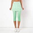 thumbnail image 2 of KHONTS Women's Tennis Skirt Leggings High Waist Tummy Control Athletic Yoga Capri Golf Pants Workout Clothing Green M, 2 of 7
