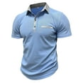 thumbnail image 5 of MQLKF Men's Shirt Button Up Turn Down Lapel Short Sleeve Assorted Colors Sports Shirt Stylish Breathable Comfortable Breathable Handsome Men's Polo Shirt, 5 of 9