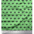 thumbnail image 1 of Soimoi Green Japan Crepe Satin Fabric Plus Sign Geometric Print Sewing Fabric Yard 42 Inch Wide, 1 of 3