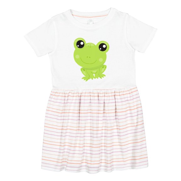 Inktastic Cute Frog, Little Frog, Baby Frog, Green Frog Girls Toddler Dress