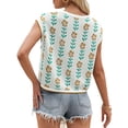 thumbnail image 4 of Cap Sleeve Flower Print Women Casual Knit Crop Tops Sweater Vest, 4 of 6