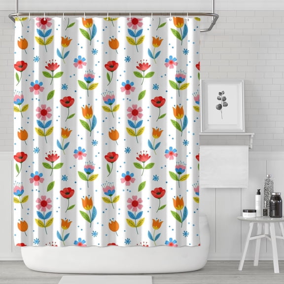 Pioneer Flower Floral Print Pattern Shower Curtain 84"x72", Bathroom Decorative Shower Curtain Set with 12 Hooks, Waterproof Washable