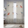 thumbnail image 2 of Christmas Cardinal Sheer Curtains 96 Inch Length 2 Panels Set, Vintage Winter Birds Brown Plaid Voile Window Treatment Semi Sheer Long Curtains Drapes for Bedroom/Living Room/Kitchen 52"x96"x2, 2 of 7