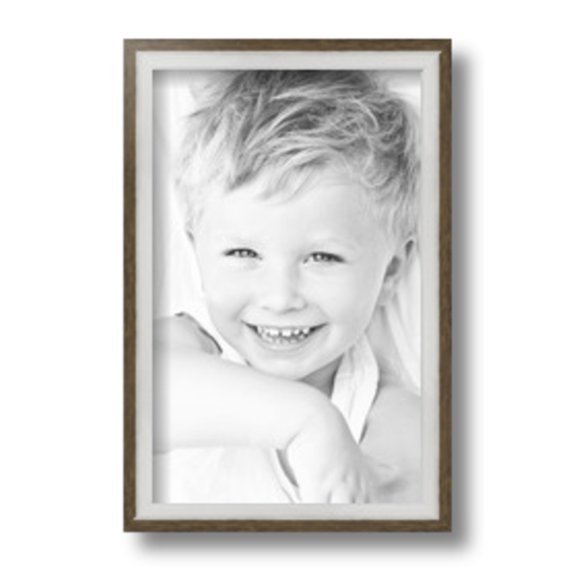 ArtToFrames 7" x 11" Silver with Stained Grey Picture Frame, 7x11 inch Silver Wood Poster Frame (WOM-4767)