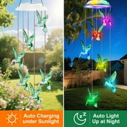 Solar Hummingbird Wind Chimes Changing Colors Outdoor Waterproof LED Solar Hanging Lights for Home Party Yard Garden Christmas Decoration