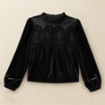 thumbnail image 6 of Womens Blouse Tops for Women Women's Lace Panel Velvet Top With Round Neck And Long Sleeves Black M, 6 of 9