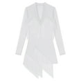 thumbnail image 5 of iiniim Women's V Neck Long Sleeve Fringe Latin Dance Tango Waltz Cocktail Party Dress White L, 5 of 7