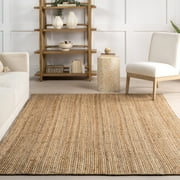 nuLOOM Rigo Hand Woven Farmhouse Jute Area Rug, 5 x 8, Natural