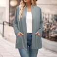 thumbnail image 2 of Fiaer Long Cardigans Sweaters for Women Plus Size Long Sleeve Solid Color Lightweight Fashion Open Front Tops with Pockets Army Green XXL, 2 of 4