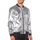 thumbnail image 4 of Chaqueta de béisbol holográfica INSPIRE CHIC para hombre, chaqueta bomber metálica con cremallera disco, plata M, 4 of 5