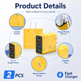 thumbnail image 5 of QINIUXO 65W USB C Charger Block Set, 4 Pcs (2 Charger Blocks + 2 Charging Cables) 5-Port USB C Wall Charger, Fast Charging Block, Type C Power Adapter Phone Charger for Phones & Tablets, Yellow, 5 of 5