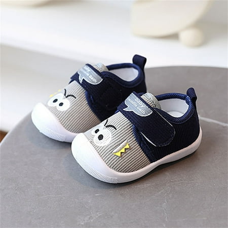 Hinvhai Baby Squeaky Shoes Clearance Toddler Boy Girl Sneakers Anti-Slip First-Walkers Lightweight Little Kid Trainers for Walking Running Gray 5(18)