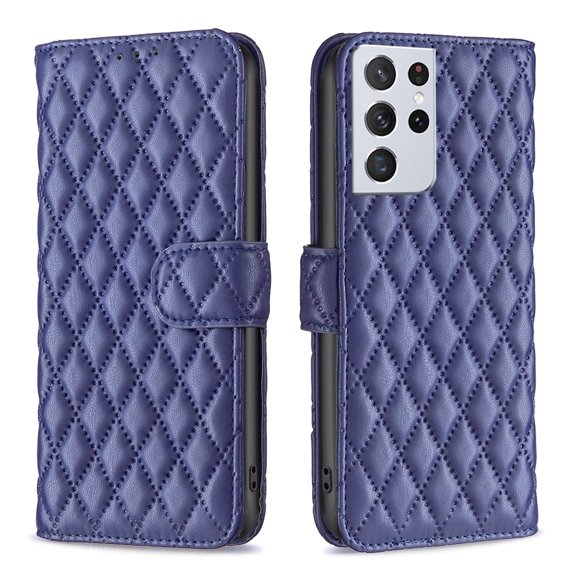 Phone Case for Samsung Galaxy S21 Ultra Wallet PU Leather Case with Card Slots Kickstand Shockproof Magnetic Flip Cell Phone Cover, Blue