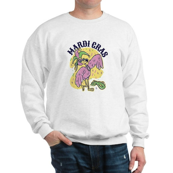 CafePress - Mardi Gras Flamingo Sweatshirt - Crew Neck Sweatshirt