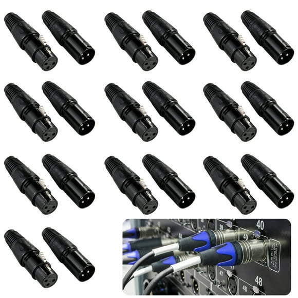 3 Pin XLR Connectors, 10pcs XLR Male & 10pcs XLR Female Balanced Connectors, Microphone Audio Cable XLR Plugs, Solder Type XLR Adapter Connectors, Zinc Alloy