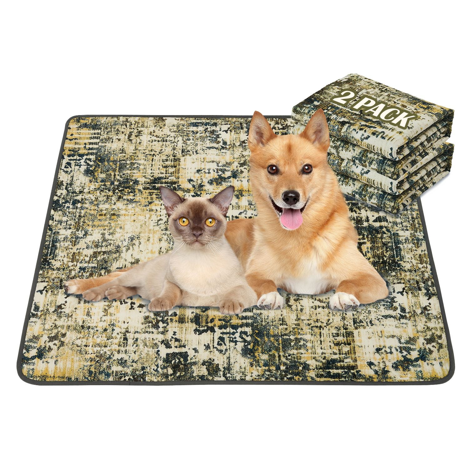 Qeils Washable Pee Pads for Dogs, 2 Pack Reusable Puppy Pads 36"x41" Super Absorbent Leakproof Dog Training Pads, Non-Slip Potty Pads for Floor, Crate, Couch, Whelping Pads Litter Mat Puppy Supplies