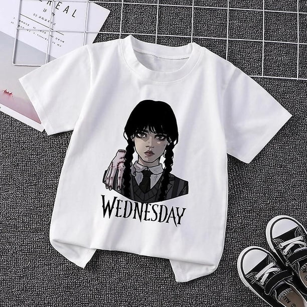 Camiseta informal para niños de Wednesday Addams, ropa de dibujos animados I Hate People, camiseta de la Academia para niños y niñas, camiseta para bebés pequeños