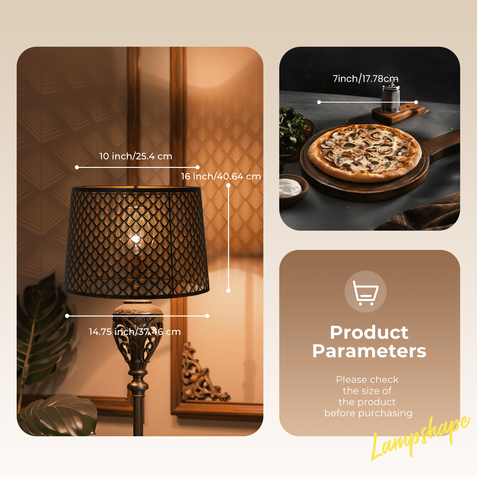 Small Arrow Etched Metal Lampshade in Antique Copper and Gold Dual-Tone 14x16x11 Spider Fitter Perfect for Floor Lamp Shade and Table Lamp Shades