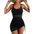 thumbnail image 3 of Women One-Piece Swim Dress Tummy Control Swimsuits Slimming Mesh Sheer Sarong Wraps Bathing Suit Black XXL, 3 of 9