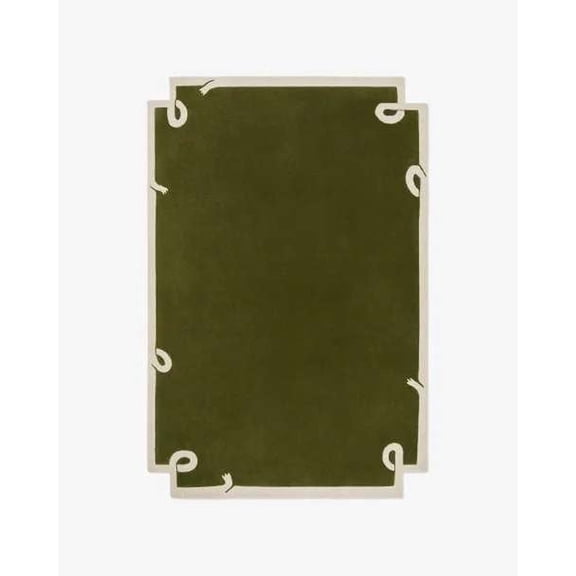 ELYSSIA DECOR HOME Area Rug, Hand-Tufted 100% New Zealand Wool, 4 ft x 6 ft, Modern Solid Style, Green, Soft & Durable Indoor Rug