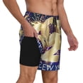 thumbnail image 2 of Naloa 2025 New Year 1 Print Men Swim Trunks with Compression Liner ,Board Shorts,Men's Swim Shorts with Drawstring and Elastic Waistband-Small, 2 of 6