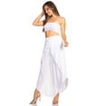 thumbnail image 4 of Sakkas Vanessa Women's Bandeau Tube Top & Wide leg Gaucho Pants Set Palazzo Boho - White - S/M, 4 of 5