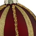 thumbnail image 5 of Northlight Set of 2 Burgundy and Gold Striped Beaded Christmas Glass Ball Ornaments 4", 5 of 7