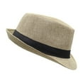 thumbnail image 5 of Washranp Fedora Straw Hat Solid Color Panama Wide Brim Sun Short Brim Panama Jazz Hat for Men Women, 5 of 7