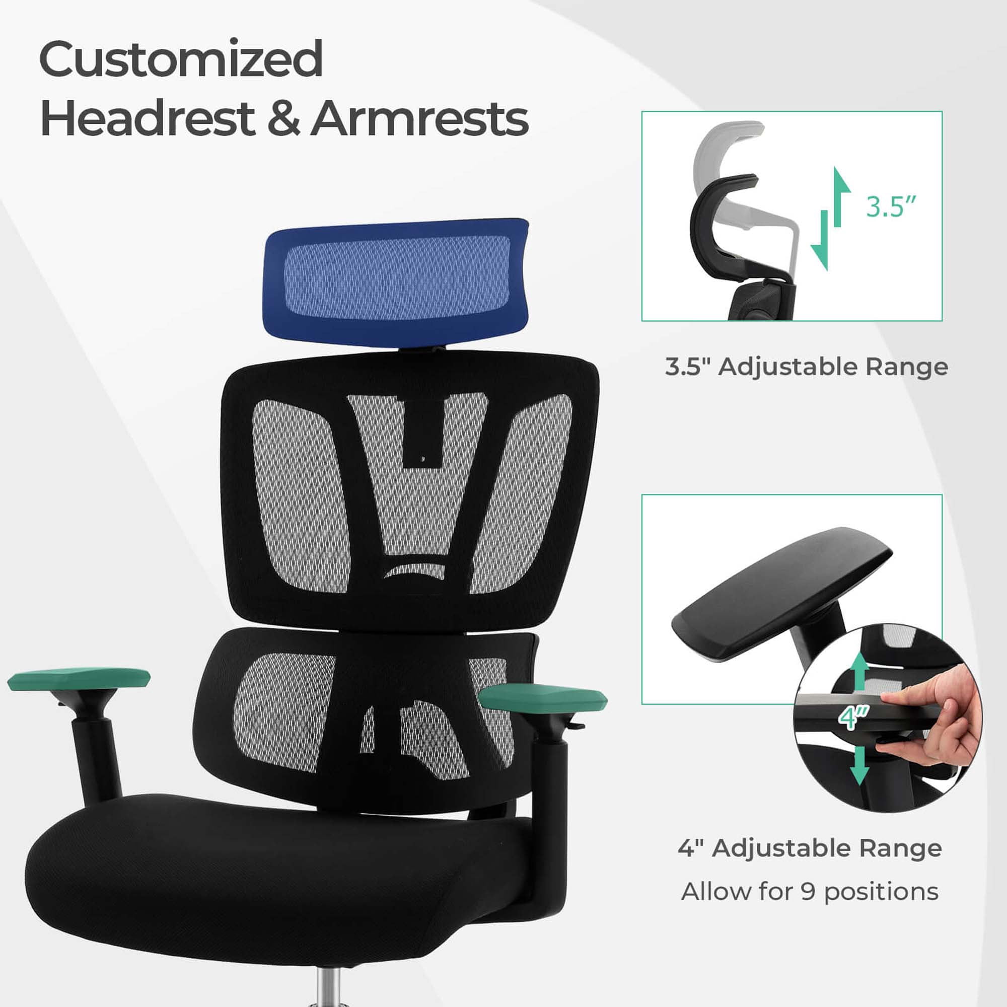 Costway Ergonomic Office Chair Adjustable Desk Chair Breathable Mesh Chair Black