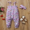thumbnail image 4 of Newborn Baby Girls Outfits Onesies Bodysuit Round Neck Sleeveless Ice Cream Print Strap Jumpsuit + Headband 2PCS Clothes Set 3-6 Months,Purple, 4 of 7