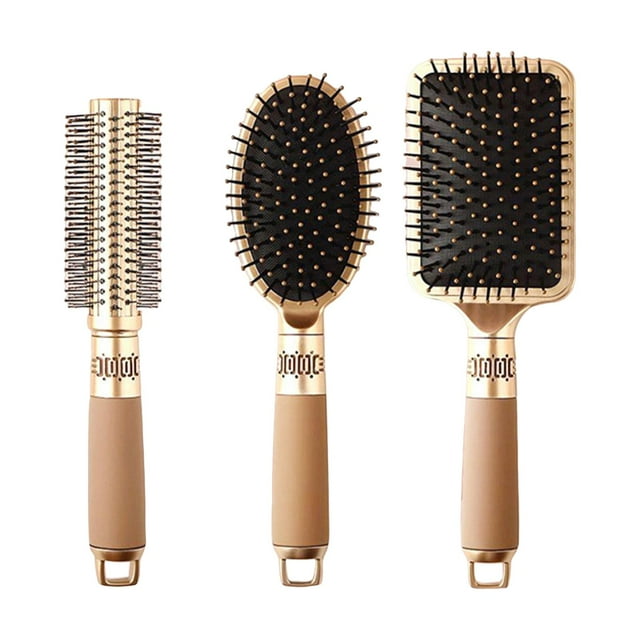 Juego de 3 cepillos para el cabello con cerdas flexibles húmedo y seco para mujeres, hombres, y niñas Dorado jinwen cepillo de pelo