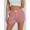 thumbnail image 4 of Biezeib Women’s Plaid Print Shorts Elastic Low Waist Button Front Lounge Shorts Boxers Streetwear, 4 of 6