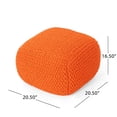 thumbnail image 5 of Benjara BM326927 21 in. Alen Knitted Pouf with Handwoven Cube, Orange Cotton, 5 of 5