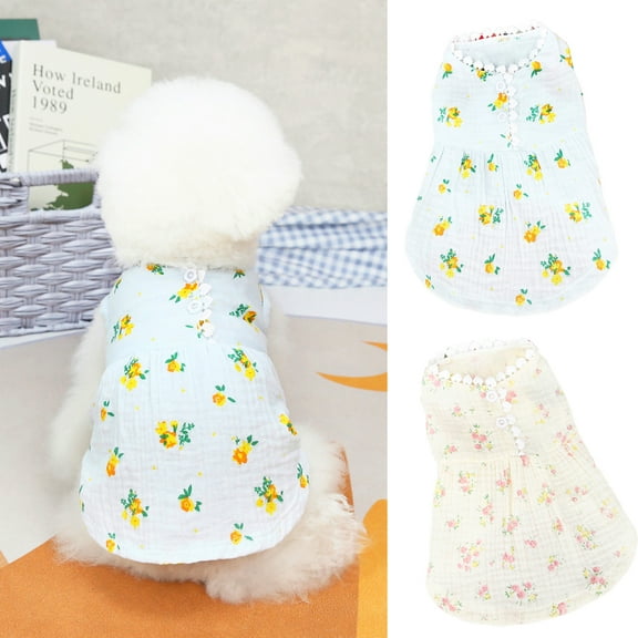 Visland Dog Skirt Floral Print Fashion Casual Wear Pet Vest Dress Puppy Clothes for Small Dogs