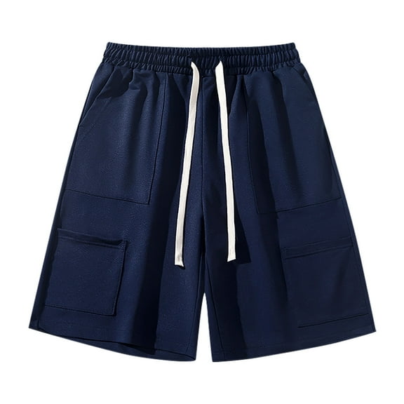 WREESH Men's Sports Shorts Running Shorts Training Basketball Shorts Multiple Pockets Outdoor Workout Shorts Navy