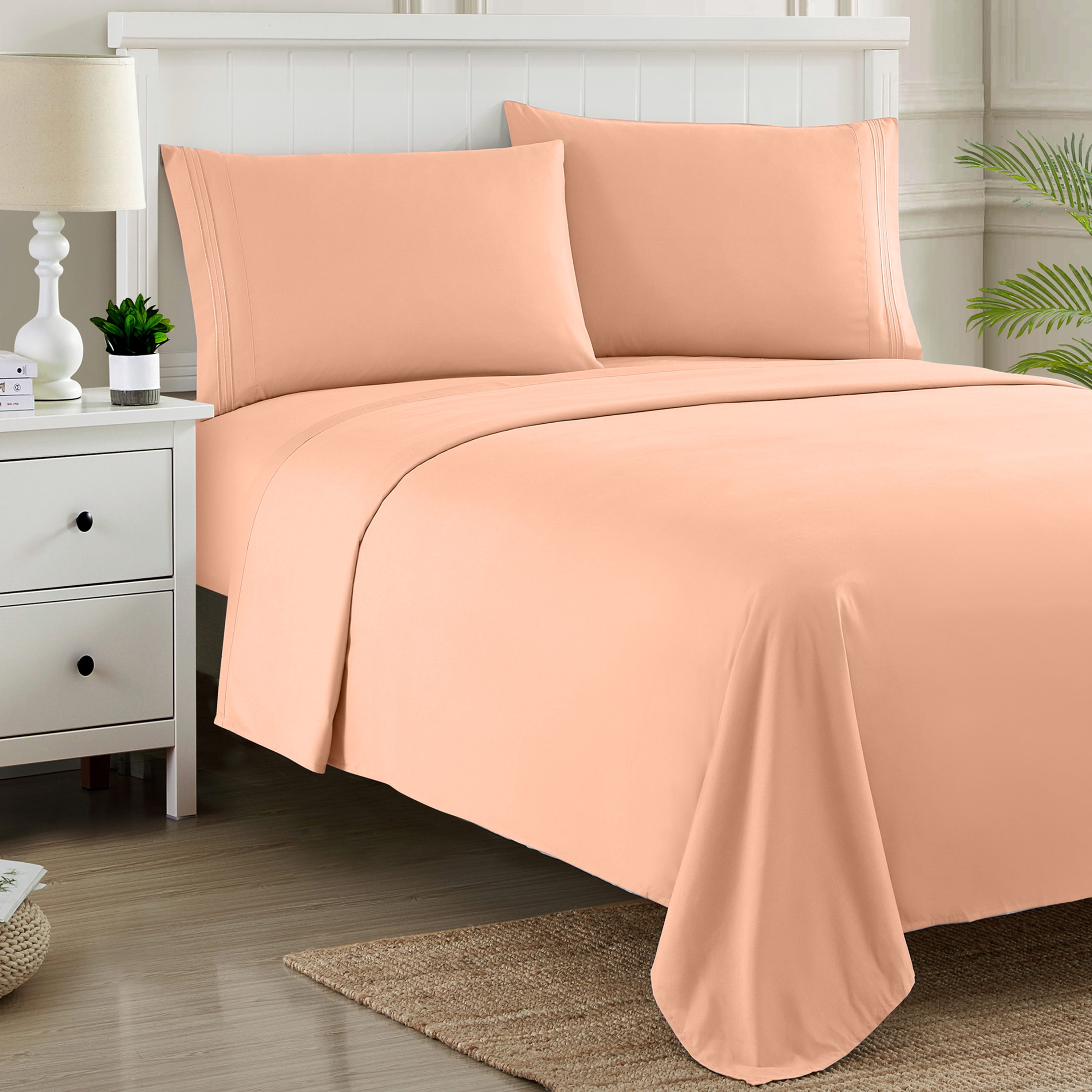 Sweet Home Collection 1800 Series Bed Sheets - Extra Soft Microfiber Deep Pocket Sheet Set - Peach, RV Queen