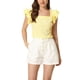 thumbnail image 1 of INSPIRAR CHIC Blusas de Cuadros para Mujeres con Cuello Cuadrado y Mangas de Volante Verano S Amarillo, 1 of 6
