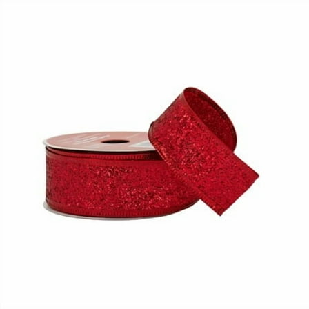 1.5" x 30ft. Red Wired Glitter Ribbon by Celebrate It® - Holiday and Christmas Ribbon - Bows for Crafts - Giftwrap - and Home Decor