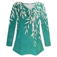 thumbnail image 7 of ShiShine Womens Fall Long Sleeve Tops Flowy Printed V Neck Shirts Loose Casual Blouses with Decor Button, 7 of 7