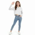 thumbnail image 4 of UQJfacai Girls Cropped Hoodie Y2k Fleece Pullover Sweatshirts with Pocket Kids Fall Winter Casual Long Sleeve Crop Tops 4-12 Years, 4 of 8