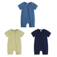 thumbnail image 4 of Gyratedream Newborn Baby Boy Girl Short Sleeve Rompers Bodysuit One Piece Zipper Jumpsuit Summer Outfit Clothes, 4 of 4