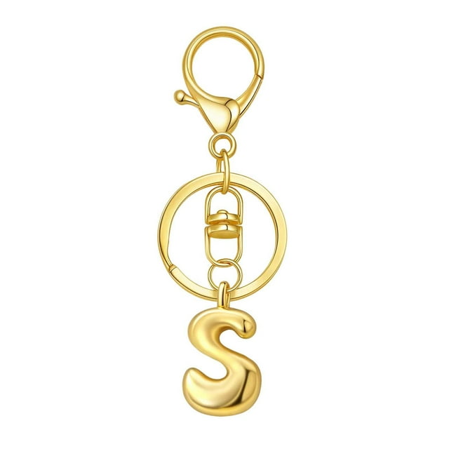 Hearth & Gear Custom Letter Keychain Key Ring For Initial Charm With Sturdy Metal Loop And Easy To Find Design For And Luggage