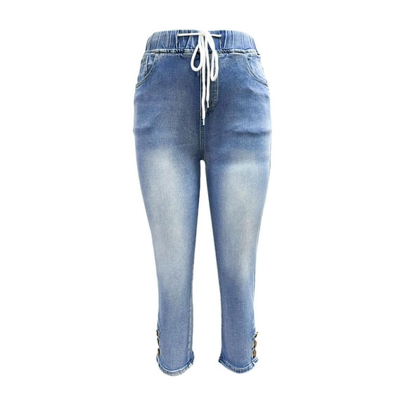JJHGVB Jeggings for Women Capri Pants Women's Jeans High Waist Loose And Thin Leg Pants Jeans Elastic Women Jeans Barrel Jeans Women Women'S Pants Light Blue XL