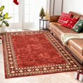 thumbnail image 1 of Washable Runner Rug 5x7 Christmas Runner for Hallway Non Slip Bath Mat Low Pile Kitchen Carpet Non Shedding Modern Border Runner for Bedside Laundry Entrance Hall, Red, 1 of 6