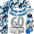 thumbnail image 2 of 60th Birthday Party Decorations Navy Blue Silver Happy 60th Birthday Banner with Metallic Night Blue Silver Latex Balloons Foil Number 60 Balloons for Men Birthday Anniversary Party Decor Supplies, 2 of 8