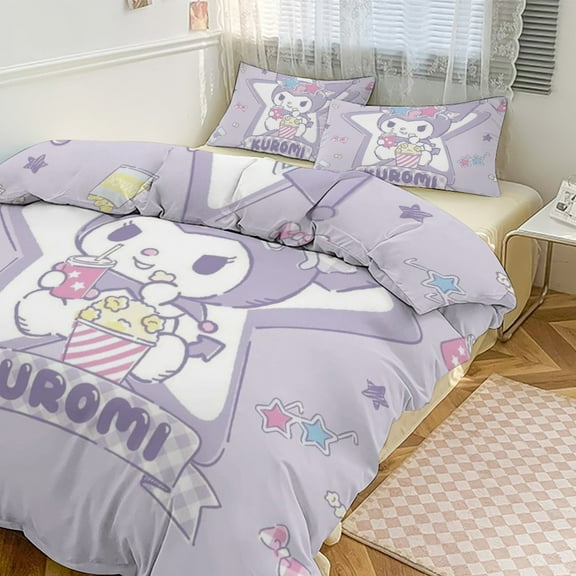 KawaiiKuromi Bedding Set Anime Three-piece for Boys Girls Teens Queen