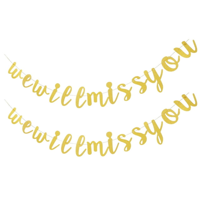 OUNONA 2 Sets Retirement Decorations Banners Golden Paper Decorative Party Decoration for Couples