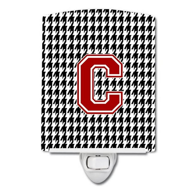 Carolines Treasures CJ1021-CCNL Letter C Monogram Houndstooth Black Ceramic Night Light
