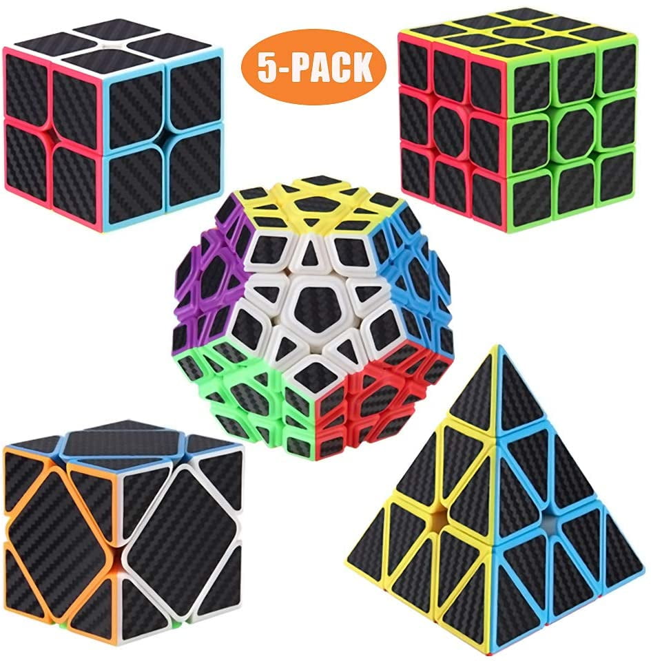 Puzzle Cube Set Magic Cube Set of 2x2x2 3x3x3 Pyramid Pyraminx Carbon Fiber Cube 