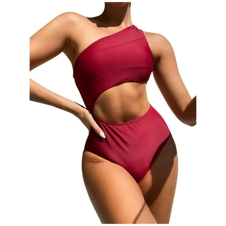 Ersazi High Waisted Bikini Sets for Women Bikini Set Swimsuit Two Piece Filled Bra Swimwear Beachwear In Clearance Red S